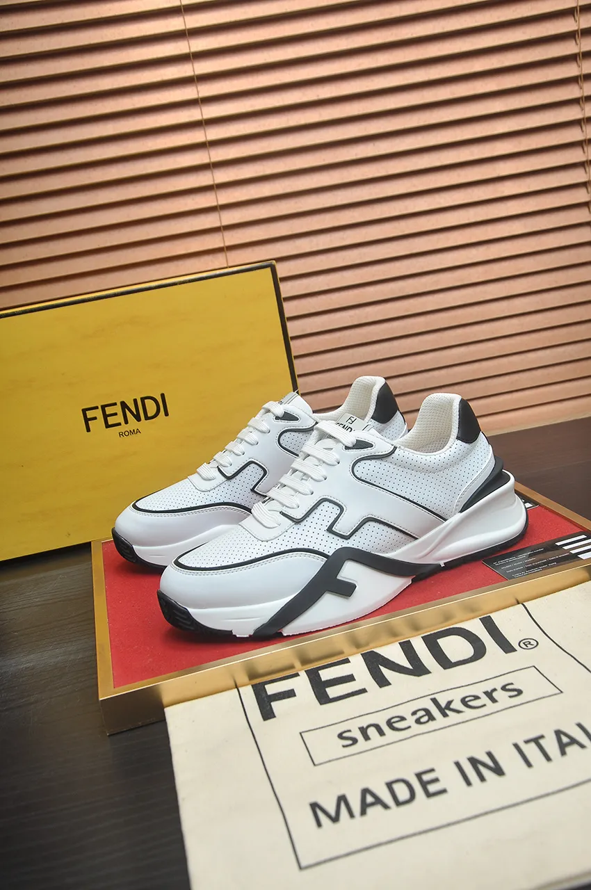 Men's shoes 💰600💶 [Fendi] The latest casual sports shoes 🔥 Many 💑 stars have the same style FD match. The original version is a one-to-one replica. Designer Kim Jones's first fendi match and Donkey brand Trainer basketball sneakers. Material: Original silk mesh. Lining: Breathable mesh. Packaging: Original 1:1 matching high-end packaging. Size: 38-45 (45 is custom-made and cannot be returned or exchanged)
